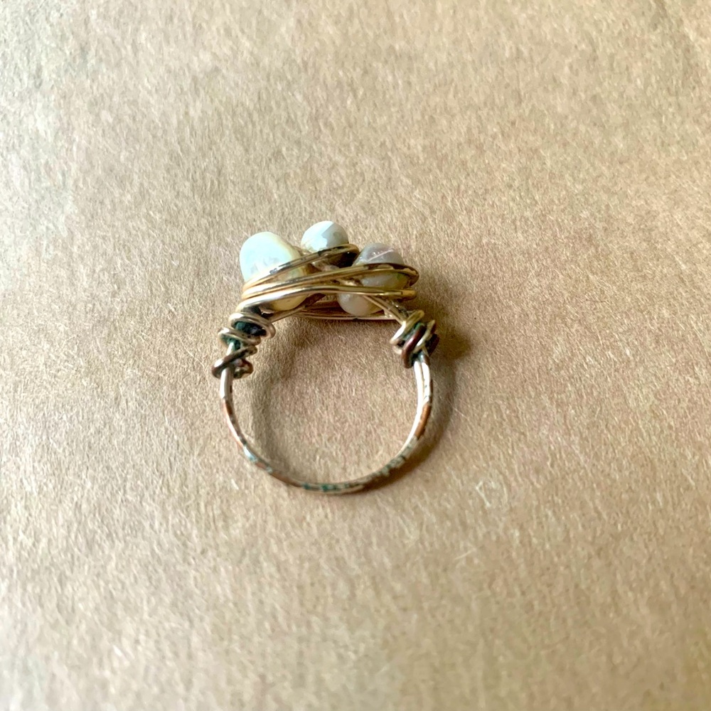 Gold Wire-Wrapped Shell Cluster Ring - Picture 2 of 5